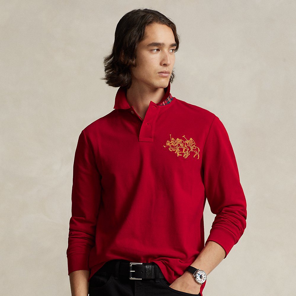 Ralph Lauren Lunar New Year Triple-pony Polo Shirt In Park Ave Red