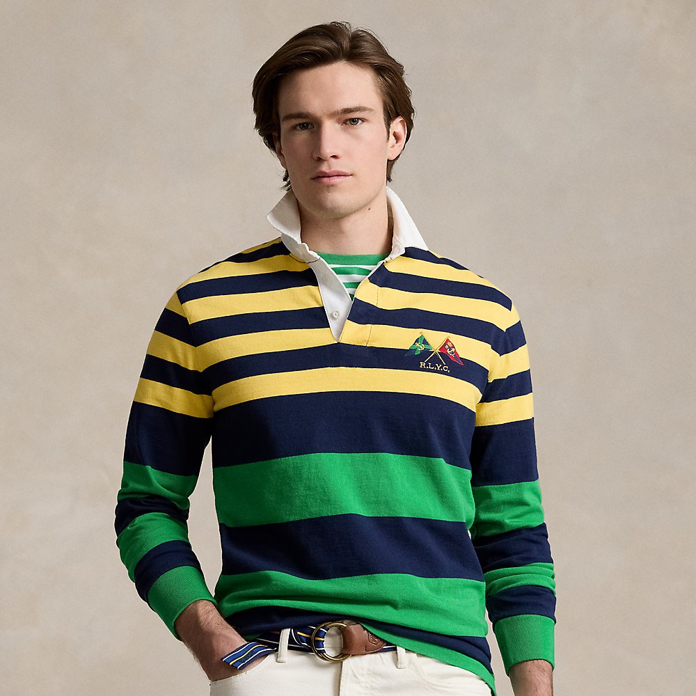 Ralph Lauren Classic Fit Striped Jersey Rugby Shirt In Chrome Yellow