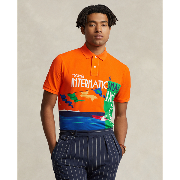 Polo Ralph Lauren Classic Fit Mesh Graphic Polo Shirt In Orange