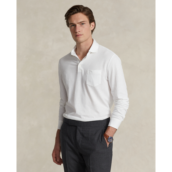 Ralph Lauren Custom Slim Cotton-linen Oxford Polo In White