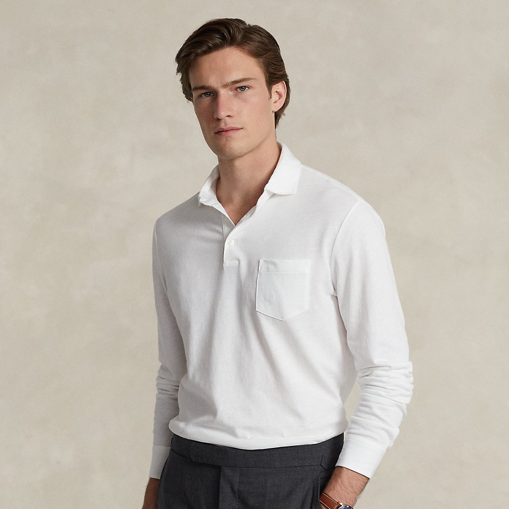 Ralph Lauren Custom Slim Cotton-linen Oxford Polo In White