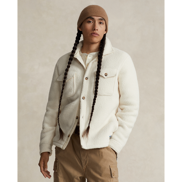 Ralph Lauren Pile Fleece Overshirt In Winter Cream