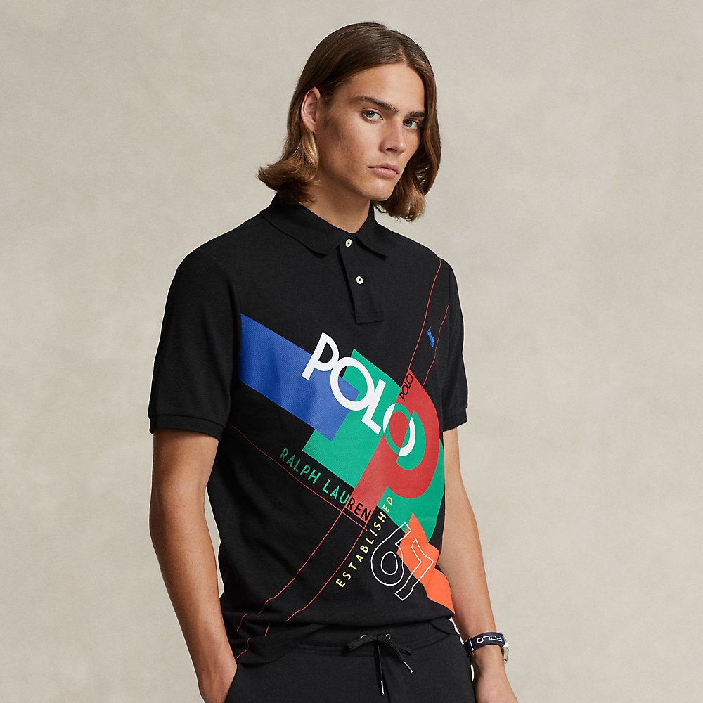 Ralph Lauren Classic Fit Logo Mesh Polo Shirt In Polo Black