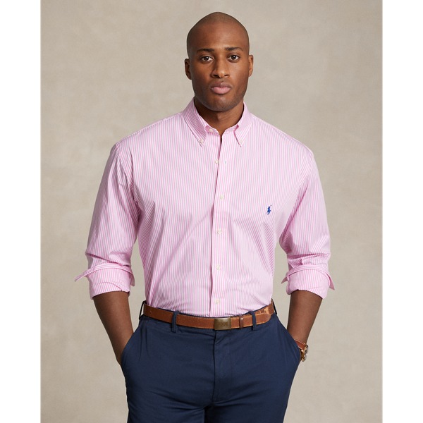 Polo Ralph Lauren Striped Stretch Poplin Shirt In Pink/white