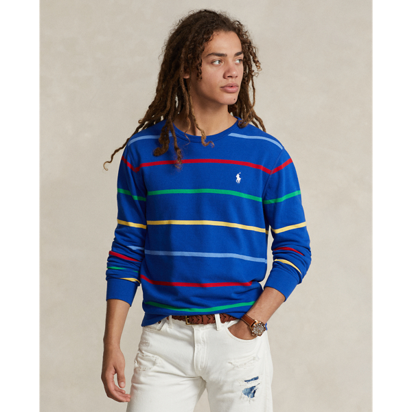 Ralph Lauren Striped Spa Terry Sweatshirt In Sapphire Star Multi