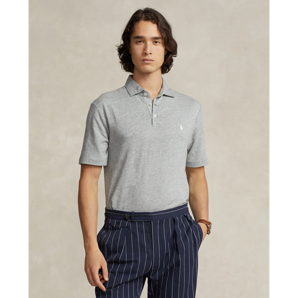 Ralph Lauren Classic Fit Cotton-linen Mesh Polo Shirt In Steel Heather