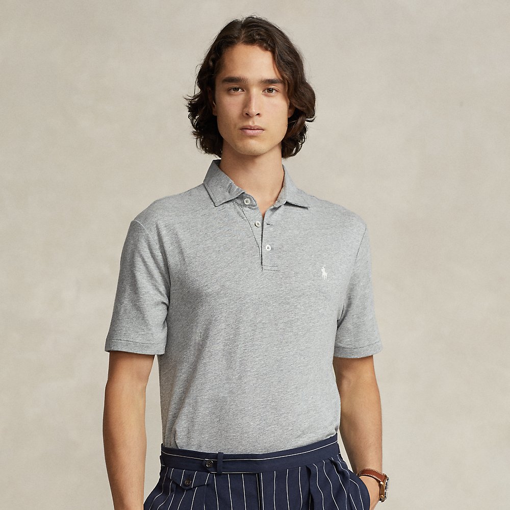 Ralph Lauren Classic Fit Cotton-linen Mesh Polo Shirt In Steel Heather