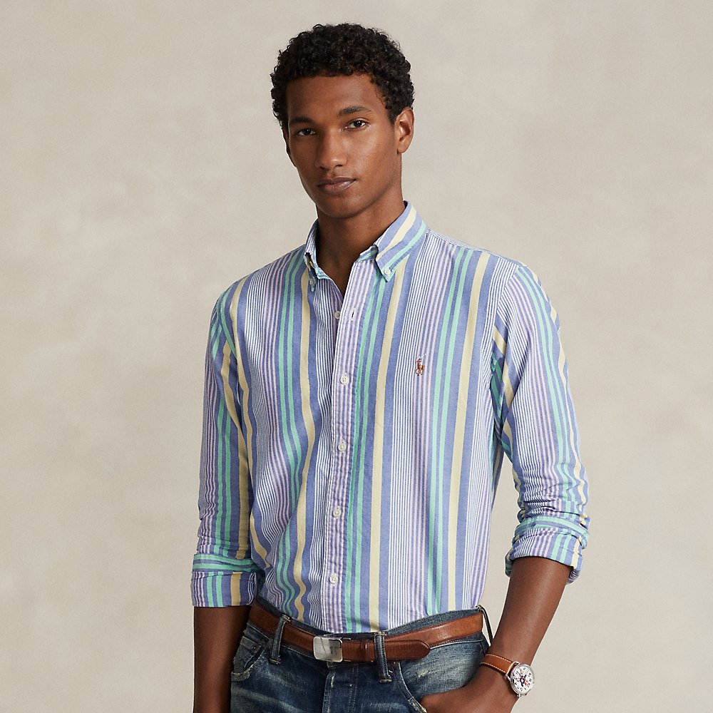 Ralph Lauren Classic Fit Striped Oxford Shirt In Royal/white Multi