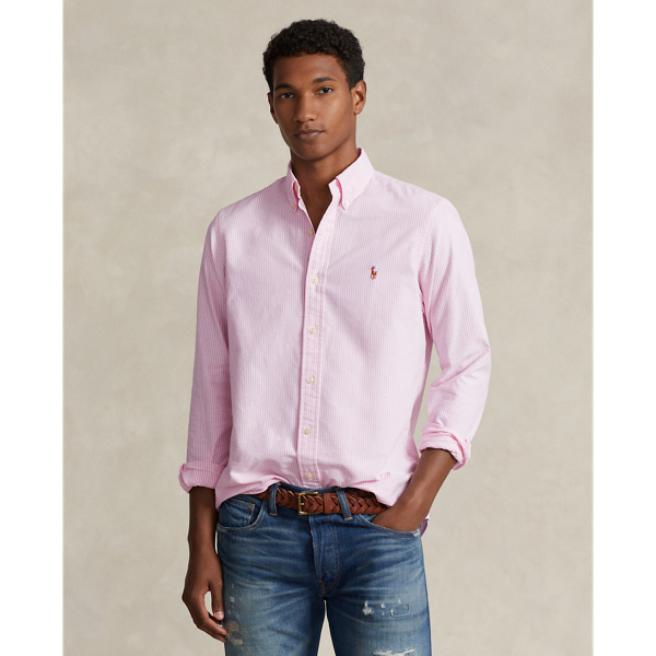 Ralph Lauren Classic Fit Striped Oxford Shirt In New Rose/white