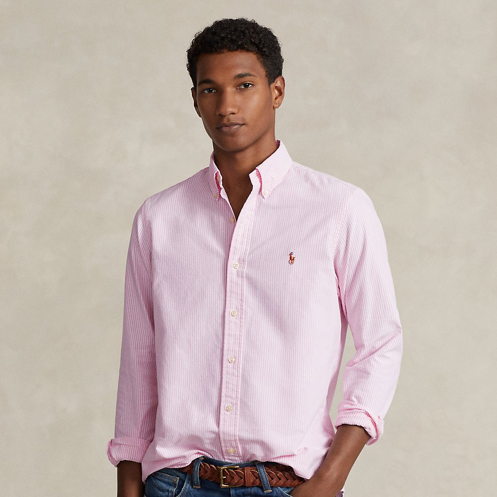 Ralph Lauren Classic Fit Striped Oxford Shirt In New Rose/white