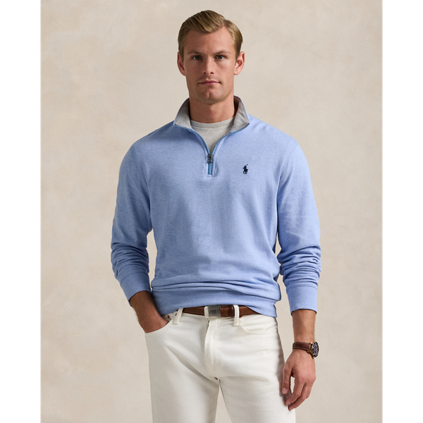 Ralph Lauren Luxury Jersey Quarter-zip Pullover In Isle Heather