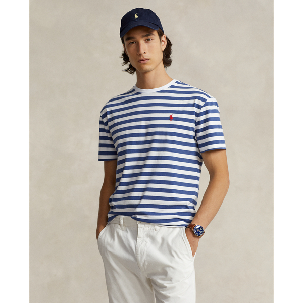Ralph Lauren Classic Fit Striped Jersey T-shirt In Old Royal/white