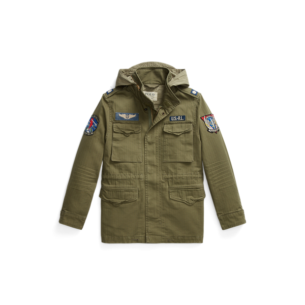 Polo Ralph Lauren Patchwork Hooded Jacket In Olive Mountain