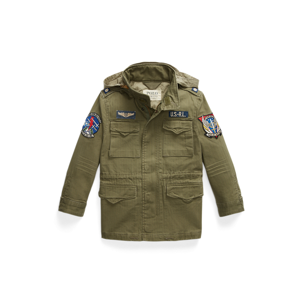 Polo Ralph Lauren Patchwork Hooded Jacket In Olive Mountain