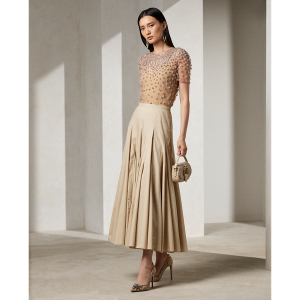 Polo Ralph Lauren Mulberry Silk Kynlee Midi Skirt In Fawn