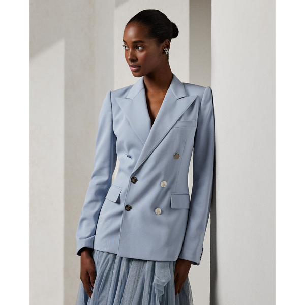 Polo Ralph Lauren Camden Wool Gabardine Doble-breasted Jacket In Powder Blue