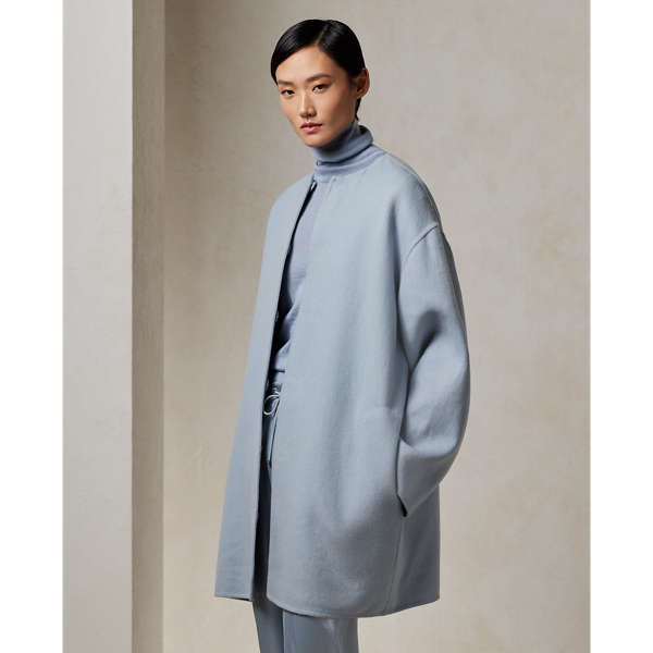 Shop Ralph Lauren Caelan Cashmere Wrap Coat In Powder Blue