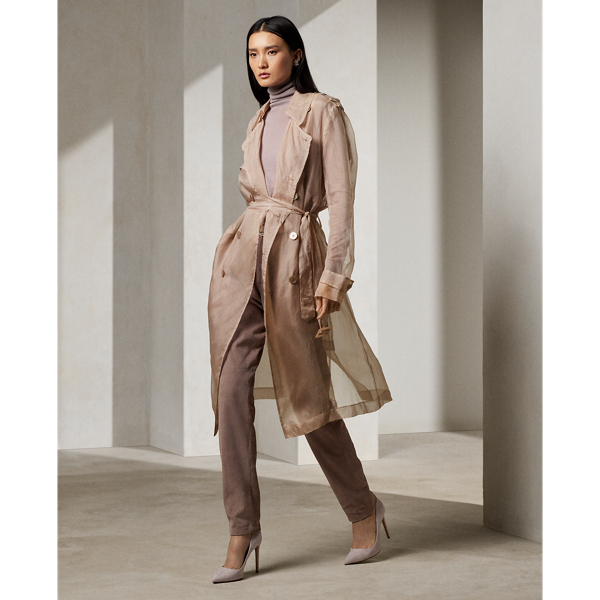 Ralph Lauren Jayne Washed Organza Trench Coat In Mauve