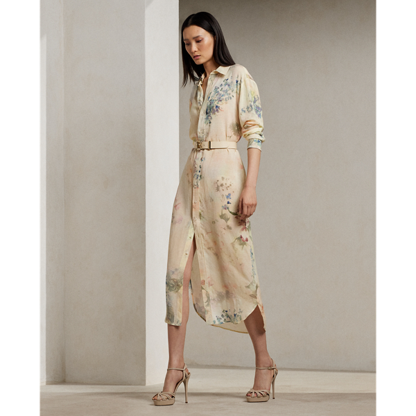 Polo Ralph Lauren Graison Floral Linen Voile Day Dress In Butter Multi |  ModeSens
