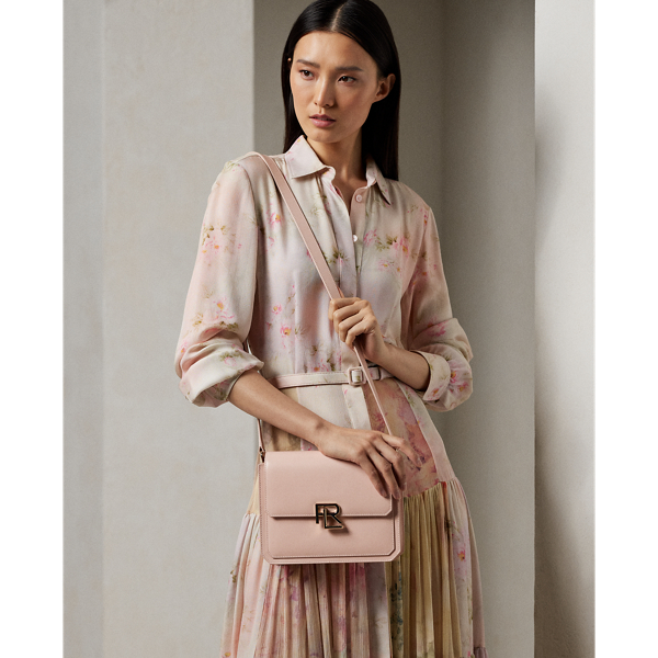 Ralph Lauren Rl 888 Box Calfskin Crossbody In Blush