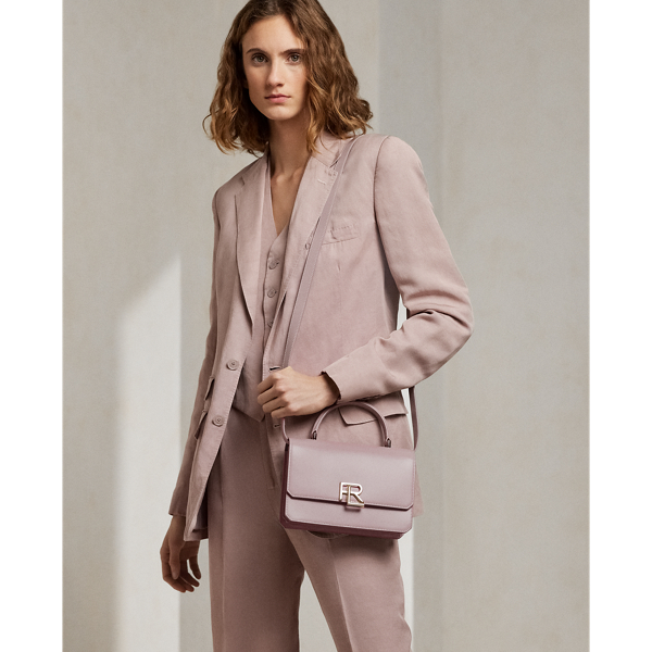 Shop Polo Ralph Lauren Rl 888 Box Calfskin Top Handle In Mauve