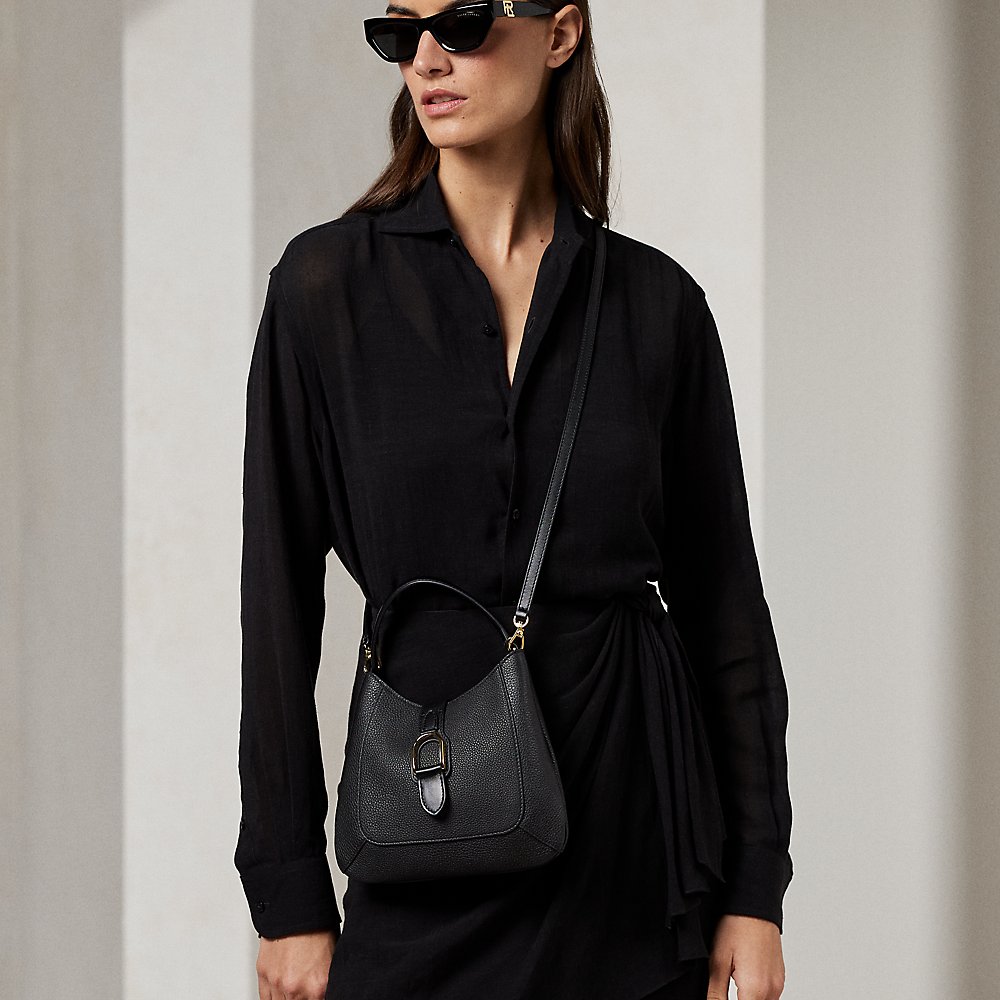 Ralph Lauren Welington Calfskin Mini Shoulder Bag In Black