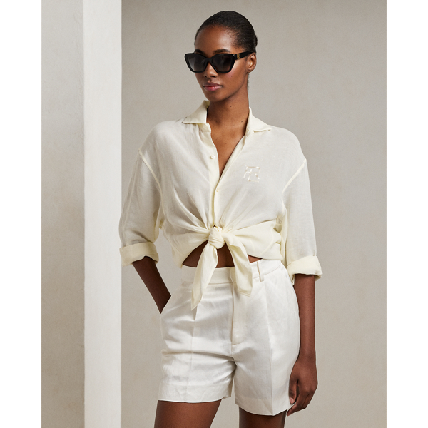 Shop Collection Cagney Linen Voile Shirt In Cream