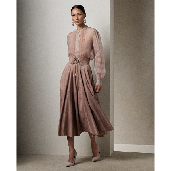 Shop Collection Abberton Lamb-suede Skirt In Pink