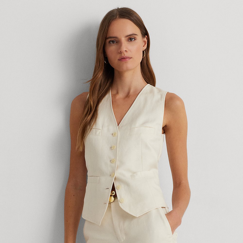 Lauren Ralph Lauren Linen-blend Twill Vest In Mascarpone Cream