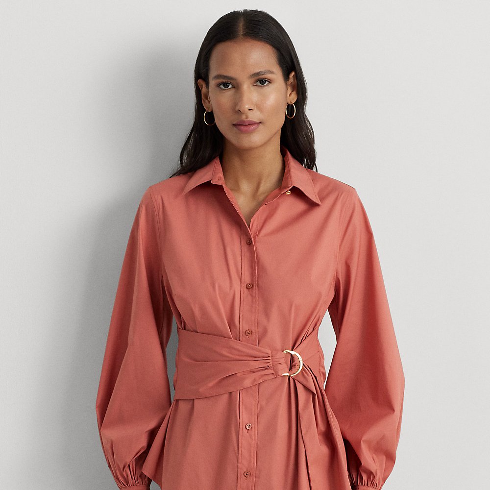 Lauren Ralph Lauren Tie-front Cotton-blend Shirt In Pink Mahogany