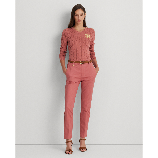 Lauren Petite Double-faced Stretch Cotton Pant In Pink Mahogany