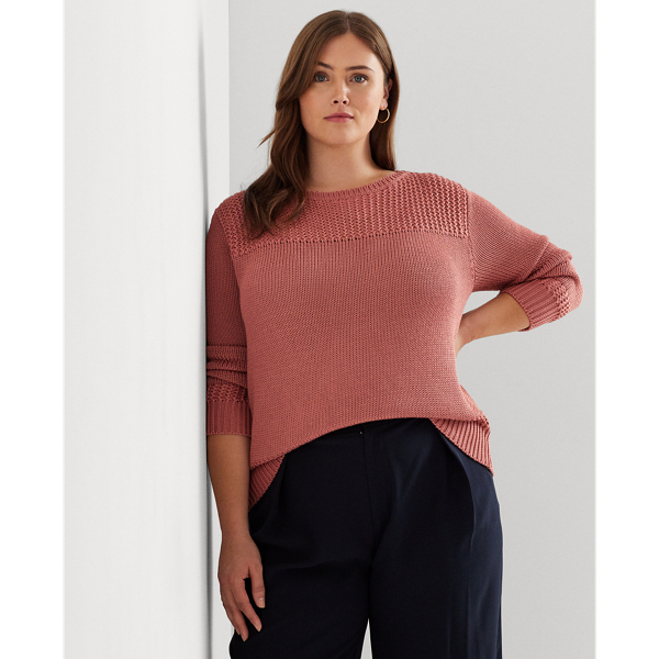 Lauren Woman Cotton-blend Boatneck Sweater In Pink Mahogany