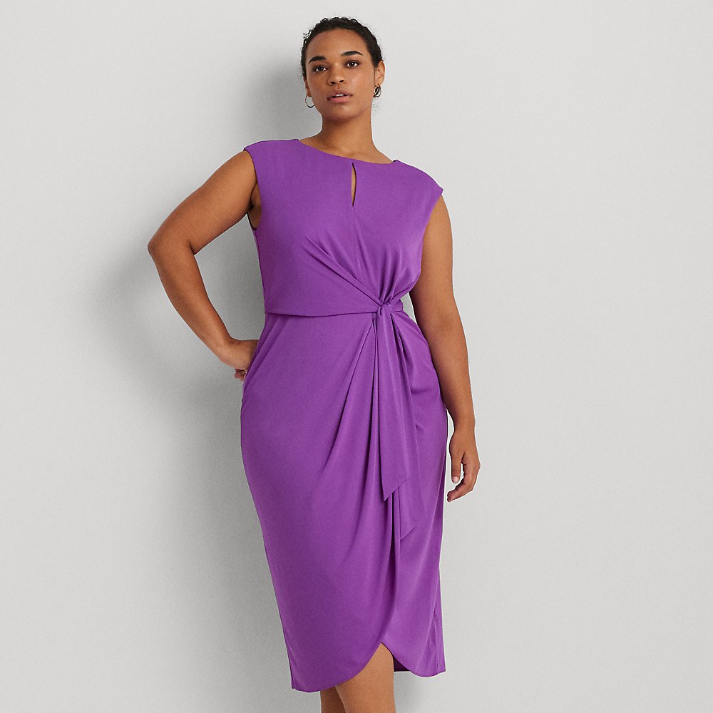 Lauren Woman Stretch Jersey Tie-front Dress In Purple Jasper