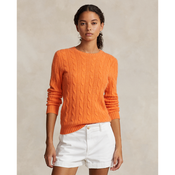 Ralph Lauren Cable-knit Cashmere Sweater In Kona Orange