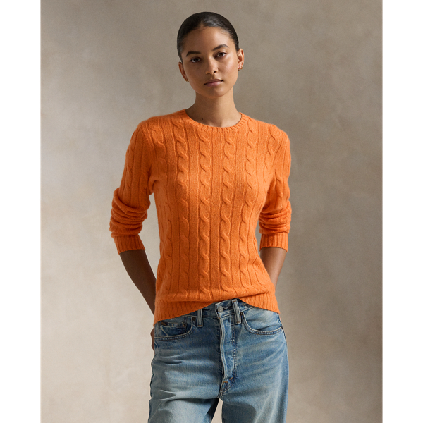 Ralph Lauren Cable-knit Cashmere Sweater In Kona Orange