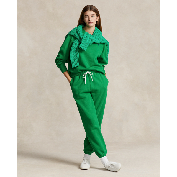 Shop Polo Ralph Lauren Fleece Athletic Trousers In Green