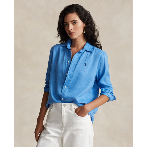 Ralph Lauren Relaxed Fit Linen Shirt In Riviera Blue