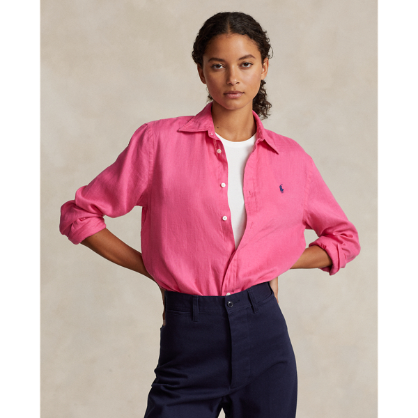Ralph Lauren Relaxed Fit Linen Shirt In Desert Pink
