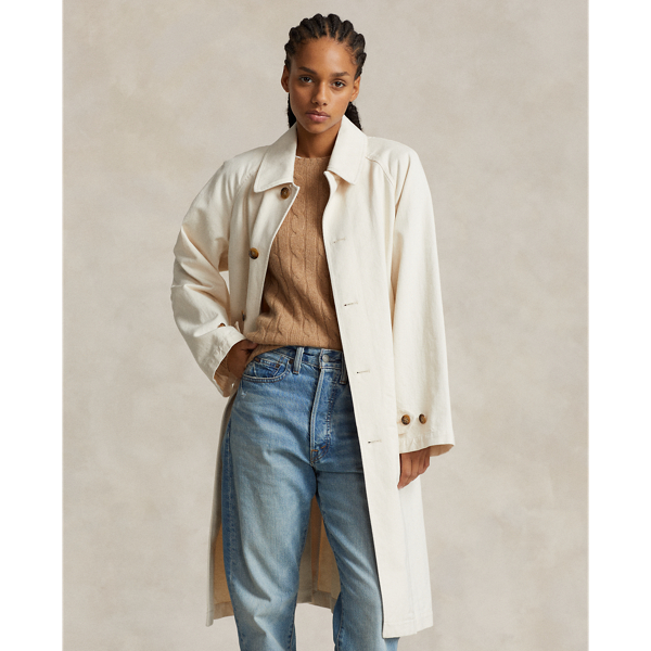 POLO RALPH LAUREN COTTON HERRINGBONE BALMACAAN COAT