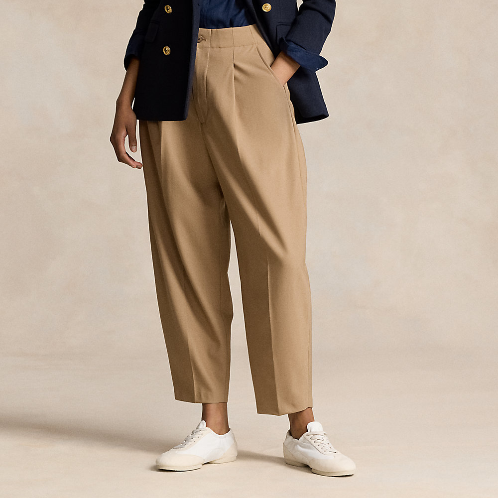 Ralph Lauren Curved Tapered Stretch Wool Pant In Camel