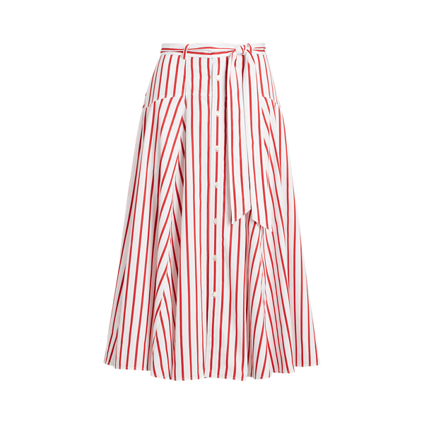 Shop Polo Ralph Lauren Striped Cotton A-line Skirt In Red