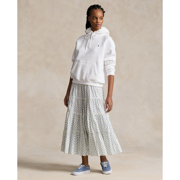 Ralph Lauren Floral Tiered Cotton Poplin Skirt In Preppy Woodblock