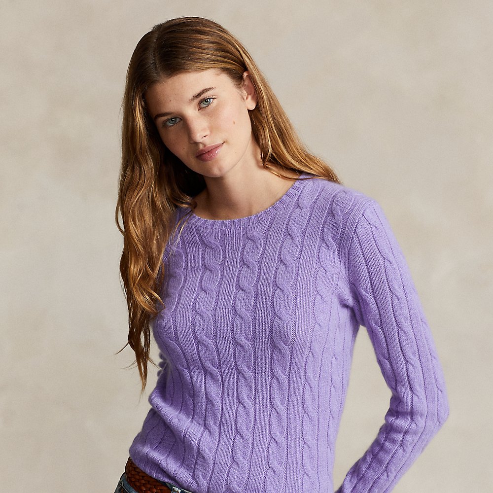 Ralph Lauren Cable-knit Cashmere Sweater In Purple