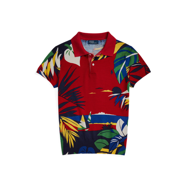 Shop Polo Ralph Lauren Knit Wool Graphic Polo Shirt In Multi