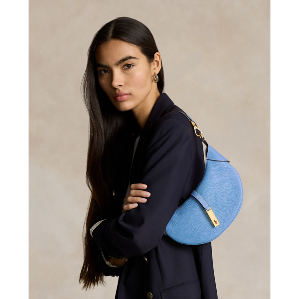 Ralph Lauren Polo Id Pebbled Mini Shoulder Bag In Blue