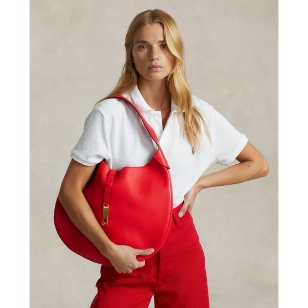 Polo Ralph Lauren Polo Id Large Leather Shoulder Bag In Ivory | ModeSens