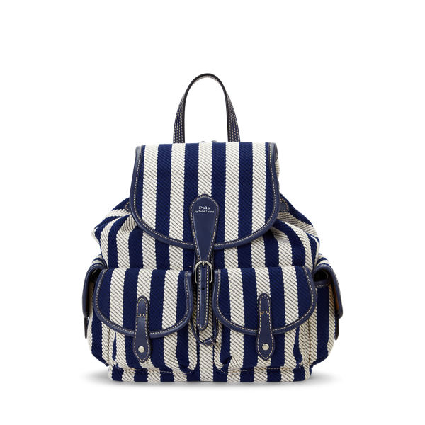 Shop Polo Ralph Lauren Striped Twill Medium Backpack In Blue