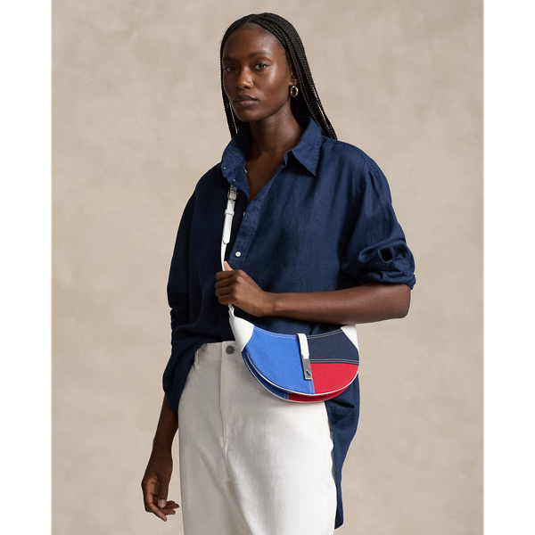 Ralph Lauren Polo Id Canvas Mini Shoulder Bag In Red/cobalt Multi