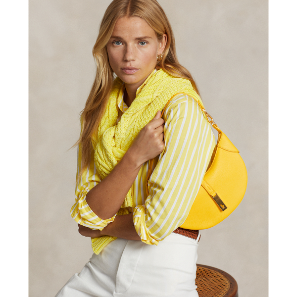 Ralph Lauren Polo Id Leather Mini Shoulder Bag In Yellow