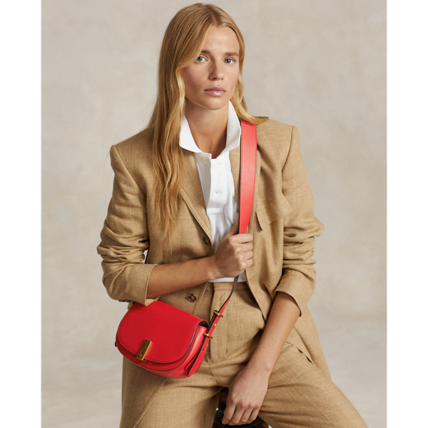 Ralph Lauren Polo Id Leather Saddle Bag In Red